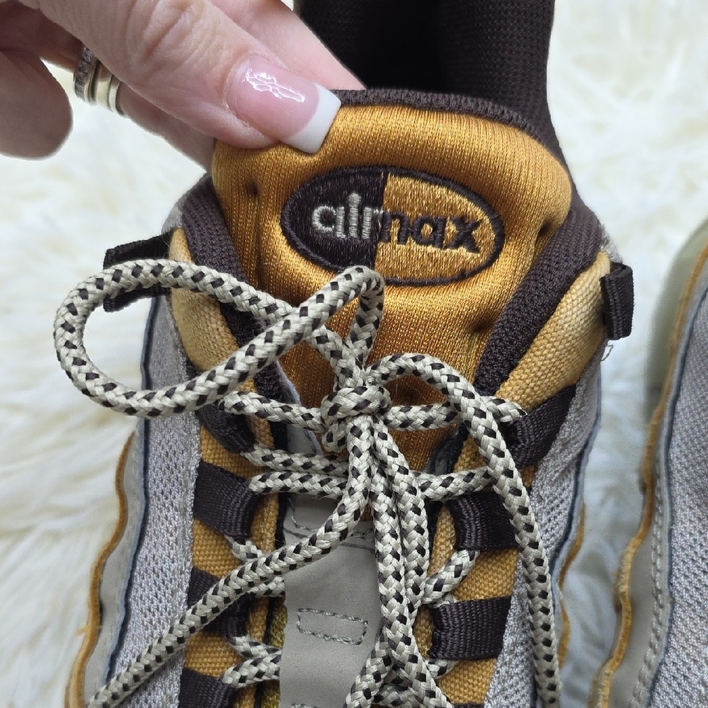 Nike Air Men's Sneakers in Tan and Gray Suede-Mesh - Picture 6 of 8